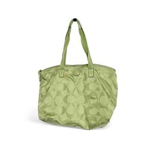 Coach Getaway Signature Light Green Nylon Packable Weekender Tote Bag